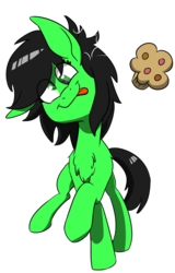 Size: 898x1404 | Tagged: safe, artist:lockhe4rt, oc, oc only, oc:filly anon, earth pony, pony, chest fluff, derp, female, filly, food, muffin, simple background, solo, tongue out, transparent background