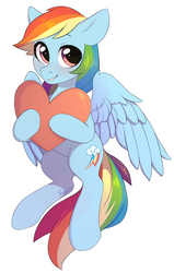 Size: 2059x3243 | Tagged: safe, artist:fensu-san, rainbow dash, pegasus, pony, g4, blushing, cute, female, heart, high res, mare, solo, valentine's day