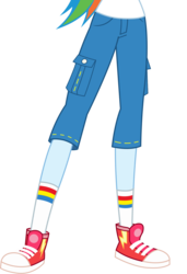 Size: 1223x1791 | Tagged: dead source, safe, artist:imperfectxiii, artist:teentitansfan201, edit, vector edit, rainbow dash, equestria girls, g4, my little pony equestria girls: legend of everfree, clothes, converse, cropped, female, leg focus, legs, pictures of legs, shoes, short pants, simple background, socks, solo, transparent background, vector