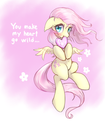 Size: 855x979 | Tagged: safe, artist:mlpanon, part of a set, fluttershy, pony, g4, belly button, blushing, cute, daaaaaaaaaaaw, female, floppy ears, flying, hnnng, looking at you, mare, mouth hold, shyabetes, solo, valentine, valentine's day, windswept mane