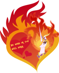 Size: 4029x5000 | Tagged: safe, artist:orin331, nightmare star, princess celestia, alicorn, pony, g4, absurd resolution, claude frollo, eyeshadow, female, frollo, heart, hellfire, jewelry, lidded eyes, makeup, mane of fire, mare, regalia, simple background, smiling, solo, song reference, the hunchback of notre dame, transparent background, valentine's day, vector