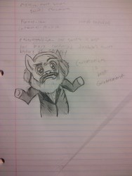 Size: 960x1280 | Tagged: safe, artist:10secondsflat, pony, doodle, karl marx, lined paper, looking at you, ponified, shrug, shrugpony, solo, traditional art