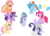 Size: 1055x757 | Tagged: safe, artist:osipush, applejack, fluttershy, pinkie pie, rainbow dash, rarity, starlight glimmer, twilight sparkle, alicorn, earth pony, pegasus, pony, unicorn, g4, balloon, floating, flying, glimmer wings, levitation, looking at you, magic, mane six, self-levitation, simple background, smiling, spread wings, telekinesis, then watch her balloons lift her up to the sky, transparent background, twilight sparkle (alicorn), underhoof, vector, wings
