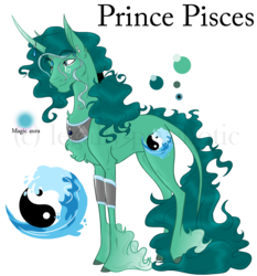 Size: 1457x1566 | Tagged: safe, artist:cranberry--zombie, oc, oc only, oc:prince pisces, pony, unicorn, curved horn, horn, male, reference sheet, simple background, solo, stallion, taijitu, transparent background, unshorn fetlocks