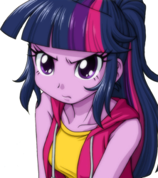 Size: 1030x1158 | Tagged: safe, artist:uotapo, edit, sci-twi, twilight sparkle, alicorn, equestria girls, g4, my little pony equestria girls: friendship games, angry, clothes, colored pupils, cropped, cute, determined, female, frown, glare, i'm not cute, simple background, sleeveless, solo, transparent background, tsundere, tsunlight sparkle, twiabetes, twilight sparkle (alicorn)