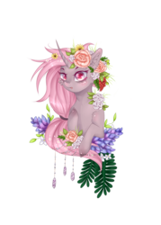 Size: 1000x1400 | Tagged: safe, artist:usagimoon98, oc, oc only, oc:grim, pony, flower, simple background, solo, transparent background