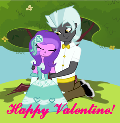 Size: 600x618 | Tagged: safe, artist:purpleloverpony, amethyst star, sparkler, thunderlane, equestria girls, g4, female, male, ship:amethystlane, shipping, straight, text, valentine's day