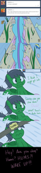 Size: 1280x5315 | Tagged: safe, artist:hummingway, oc, oc only, oc:feather hummingway, oc:swirly shells, merpony, ask-humming-way, dialogue, high res, music notes, tumblr, tumblr comic, underwater