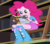 Size: 3918x3409 | Tagged: safe, edit, edited screencap, editor:mrdoctorderpy, screencap, pinkie pie, equestria girls, g4, my little pony equestria girls: friendship games, ashens, book, boots, bracelet, clothes, cropped, female, fifty shades of grey, high heel boots, high res, jewelry, ladder, reading, skirt, solo, wrong aspect ratio