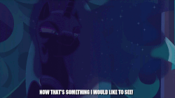 Size: 500x281 | Tagged: safe, edit, screencap, nightmare moon, alicorn, pony, g4, the cutie re-mark, alternate timeline, animated, faic, female, gif, nightmare takeover timeline, now that's something i would like to see, solo, talking, text