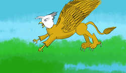 Size: 950x550 | Tagged: safe, artist:horsesplease, gilda, griffon, g4, female, flying, paint tool sai, solo