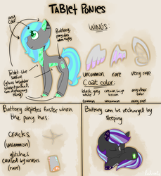 Size: 1500x1636 | Tagged: safe, artist:stormswirl1, oc, oc only, original species, pony, ponified, reference sheet, tablet