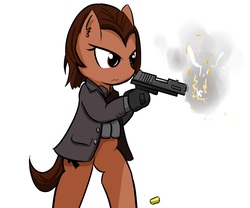 Size: 1508x1252 | Tagged: safe, artist:mr.candy_owo, pony, gun, john wick, ponified, simple background, solo, weapon, white background