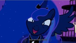 Size: 640x361 | Tagged: safe, screencap, princess luna, pony, g4, luna eclipsed, female, meme, solo, youtube caption