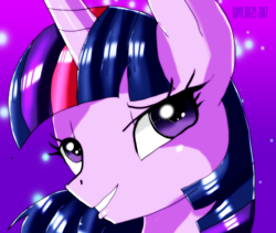 Size: 2613x2204 | Tagged: safe, artist:skyart301, twilight sparkle, pony, g4, female, high res, icon, lidded eyes, simple background, smiling, solo