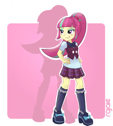 Size: 1626x1806 | Tagged: safe, artist:rajaie, sour sweet, equestria girls, g4, my little pony equestria girls: friendship games, clothes, crystal prep academy, crystal prep academy uniform, crystal prep shadowbolts, female, freckles, high heels, pleated skirt, ponytail, school uniform, shoes, skirt, socks, solo, zoom layer
