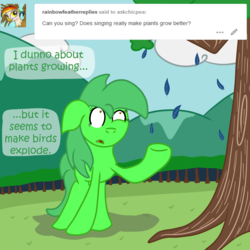 Size: 3000x3000 | Tagged: safe, artist:bigmackintosh, oc, oc only, oc:chic pea, pony, high res, implied death, movie reference, shrek, solo, tree, tumblr