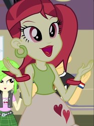 Size: 461x617 | Tagged: safe, screencap, cherry crash, rose heart, teddy t. touchdown, equestria girls, g4, my little pony equestria girls: friendship games, background human, bracelet, cropped, ear piercing, earring, jewelry, piercing, wristband