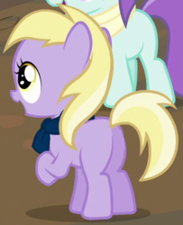 Size: 382x470 | Tagged: safe, screencap, dinky hooves, liza doolots, petunia, tootsie flute, pony, a hearth's warming tail, g4, butt, clothes, female, mare, plot, scarf