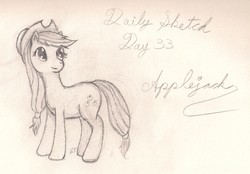 Size: 1688x1177 | Tagged: safe, artist:silversthreads, applejack, earth pony, pony, g4, daily sketch, female, mare, sketch, solo, traditional art