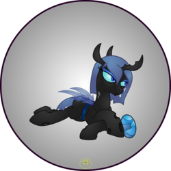 Size: 5000x5000 | Tagged: safe, artist:lakword, oc, oc only, oc:myxine, changeling, changeling queen, absurd resolution, blue changeling, changeling queen oc, cute, female, lying down, queen, simple background, solo, tired, transparent background