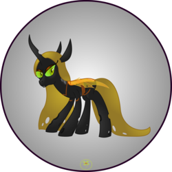 Size: 5000x5000 | Tagged: safe, artist:lakword, oc, oc only, oc:ambrosia, changeling, changeling queen, absurd resolution, changeling queen oc, cute, female, queen, simple background, solo, standing, transparent background, yellow changeling