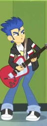 Size: 274x720 | Tagged: safe, screencap, flash sentry, equestria girls, g4, my little pony equestria girls: rainbow rocks, angry, clothes, electric guitar, guitar, jacket, male, musical instrument, shoes, sneakers, solo