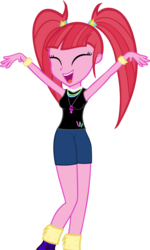 Size: 2625x4373 | Tagged: safe, artist:ironm17, pacific glow, equestria girls, absurd resolution, armpits, clothes, dancing, equestria girls-ified, eyes closed, female, glowstick, leg warmers, pacifier, pigtails, shorts, simple background, solo, tanktop, transparent background, vector