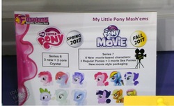 Size: 740x452 | Tagged: safe, applejack, fluttershy, lyra heartstrings, pinkie pie, rainbow dash, rarity, spike, starlight glimmer, trixie, twilight sparkle, alicorn, dragon, pony, g4, my little pony: the movie, hatless, mane six, merchandise, missing accessory, my little pony logo, twilight sparkle (alicorn)