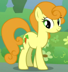 Size: 425x450 | Tagged: safe, screencap, carrot top, golden harvest, earth pony, pony, crusaders of the lost mark, g4, animation error, female, mare, smiling, solo