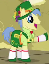 Size: 159x206 | Tagged: safe, screencap, goldengrape, sir colton vines iii, pony, g4, one bad apple, clothes, costume, leprechaun, male, solo