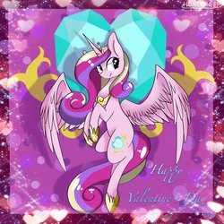 Size: 2048x2048 | Tagged: safe, artist:honeysheep, princess cadance, alicorn, pony, g4, cutie mark background, female, high res, solo, spread wings, valentine's day