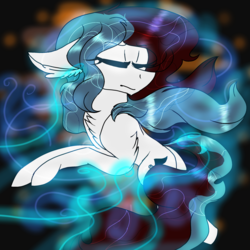 Size: 2560x2560 | Tagged: safe, artist:brokensilence, oc, oc only, oc:mira songheart, pony, eyes closed, high res, magic, magical glow, ponysona, solo