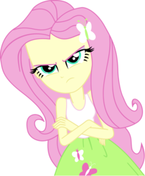 Size: 4019x4870 | Tagged: safe, artist:darksoul46, fluttershy, a case for the bass, equestria girls, g4, my little pony equestria girls: rainbow rocks, absurd resolution, badass, clothes, crossed arms, female, flutterbadass, simple background, skirt, solo, tank top, transparent background, vector