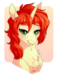 Size: 934x1245 | Tagged: safe, artist:tr4shcompactor, oc, oc only, pony, unicorn, bust, chest fluff, solo