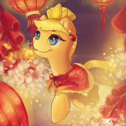 Size: 3000x3000 | Tagged: safe, artist:bean-sprouts, pony, torchic, chinese new year, crossover, high res, pokémon, ponified, solo