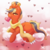 Size: 3000x3000 | Tagged: safe, artist:bean-sprouts, combusken, pony, clothes, cloud, crossover, heart, high res, mouth hold, on a cloud, pokémon, ponified, prone, scarf, solo, valentine, valentine's day