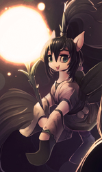 Size: 1750x2941 | Tagged: safe, artist:lmgchikess, earth pony, pony, clothes, female, firefly grass, mare, plant, ponified, solo, the yin yang master