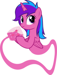 Size: 6400x8426 | Tagged: safe, artist:parclytaxel, oc, oc only, oc:melody aurora, alicorn, genie, genie pony, pony, .svg available, absurd resolution, alicorn oc, bottle, holding, offspring, parent:flash sentry, parent:twilight sparkle, parents:flashlight, pouring, simple background, smiling, solo, transparent background, vector