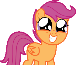 Size: 1899x1623 | Tagged: safe, artist:cyanlightning, scootaloo, pegasus, pony, g4, season 4, twilight time, animated, cute, cutealoo, eye shimmer, female, gif, loop, simple background, solo, squee, transparent background, vector