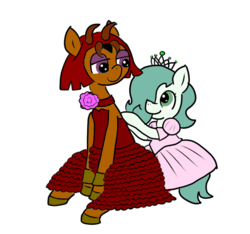 Size: 640x600 | Tagged: safe, artist:ficficponyfic, color edit, edit, oc, oc only, oc:duncan, oc:emerald jewel, colt quest, clothes, color, colored, crossdressing, cute, dress, femboy, male