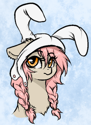 Size: 417x569 | Tagged: safe, artist:moonabelle, oc, oc only, earth pony, pony, braid, bunny ears, bust, cute, female, mare, portrait, simple background, solo