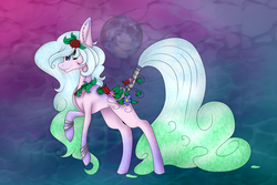 Size: 3000x2000 | Tagged: safe, artist:eclispeluna, oc, oc only, earth pony, pony, female, flower, flower in hair, high res, mare, raised hoof, solo, tail wrap