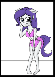 Size: 1248x1740 | Tagged: safe, artist:diaperednight, rarity, equestria girls, g4, bra, breasts, clothes, diaper, female, floppy ears, four ears, non-baby in diaper, ponied up, solo, underwear