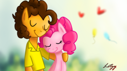 Size: 5600x3150 | Tagged: safe, artist:infogirl101, cheese sandwich, pinkie pie, g4, absurd resolution, eyes closed, female, hug, male, ship:cheesepie, shipping, straight