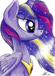 Size: 2376x3256 | Tagged: safe, artist:celestial-rainstorm, twilight sparkle, alicorn, pony, g4, bust, female, high res, portrait, rainbow power, solo, twilight sparkle (alicorn)