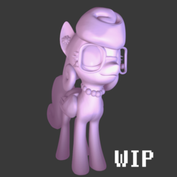 Size: 1080x1080 | Tagged: safe, artist:fillerartist, posey shy, pony, g4, 3d, blender, female, no textures, redo, render, solo, wip