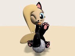 Size: 1400x1050 | Tagged: safe, artist:soad24k, oc, oc only, oc:backy, 3d, ball, bell, bell collar, collar, cute, gmod, kitty suit, paw pads, solo, yarn, yarn ball