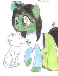 Size: 2550x3300 | Tagged: safe, artist:aridne, frog, pony, bec, high res, homestuck, jade harley, ponified, traditional art