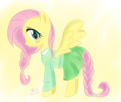 Size: 1280x1084 | Tagged: safe, artist:kill5555, fluttershy, pony, g4, braid, braided tail, clothes, female, solo